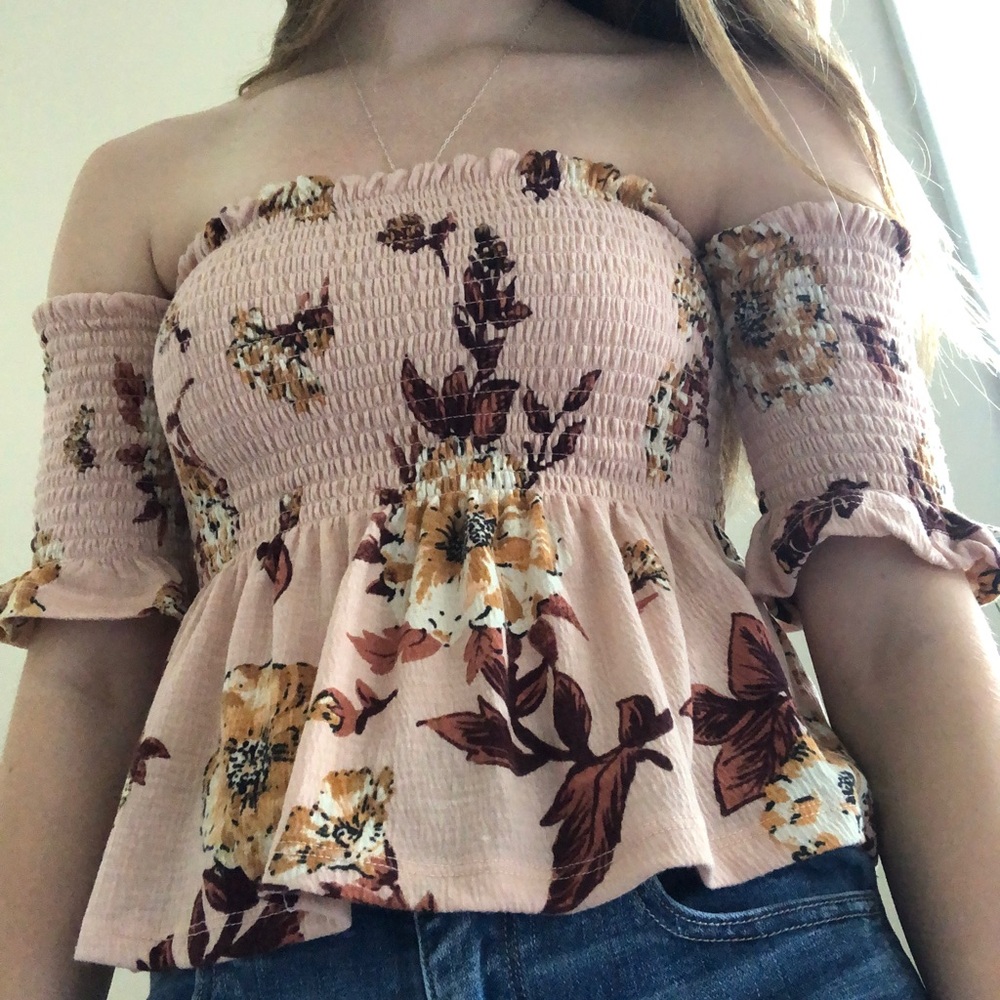 Cute Smocked Off the Shoulder Top